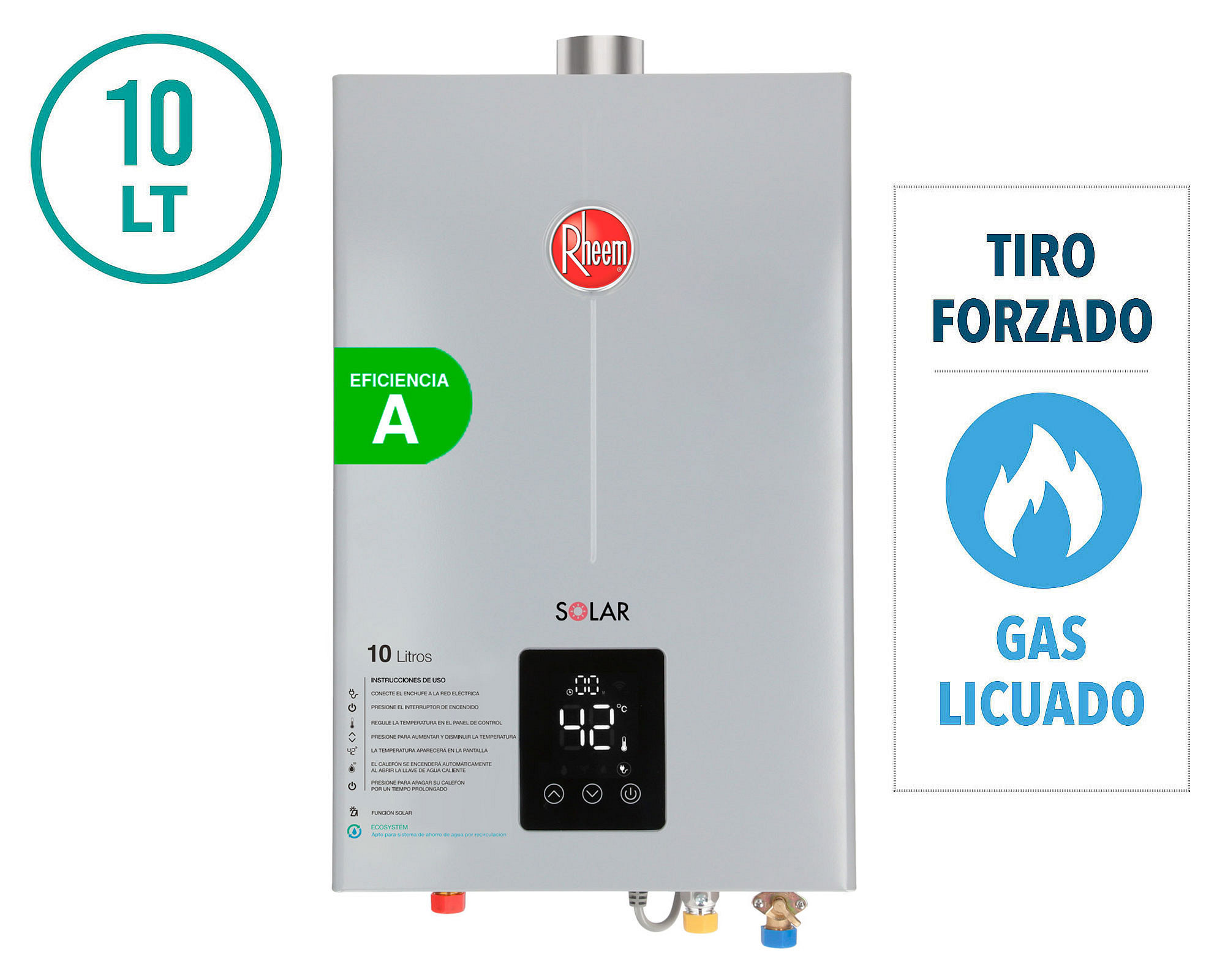 Rheem - Calefont Tiro Forzado 10 Litros Gas Licuado Prestige | Knasta Chile