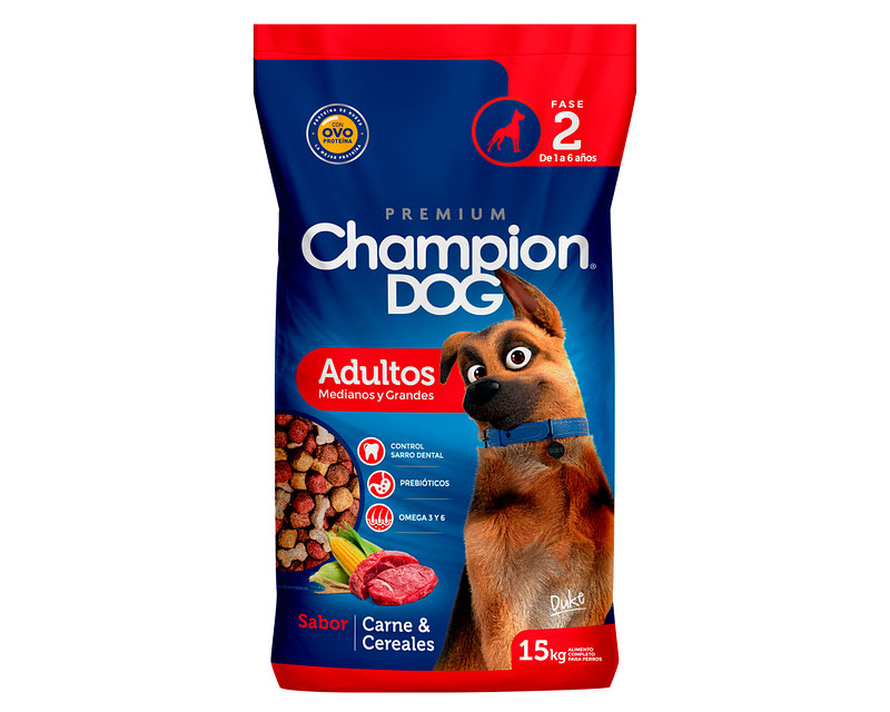 Kvittering Bestil Populær Alimento perro 15 kg carne y cereales Champion Dog